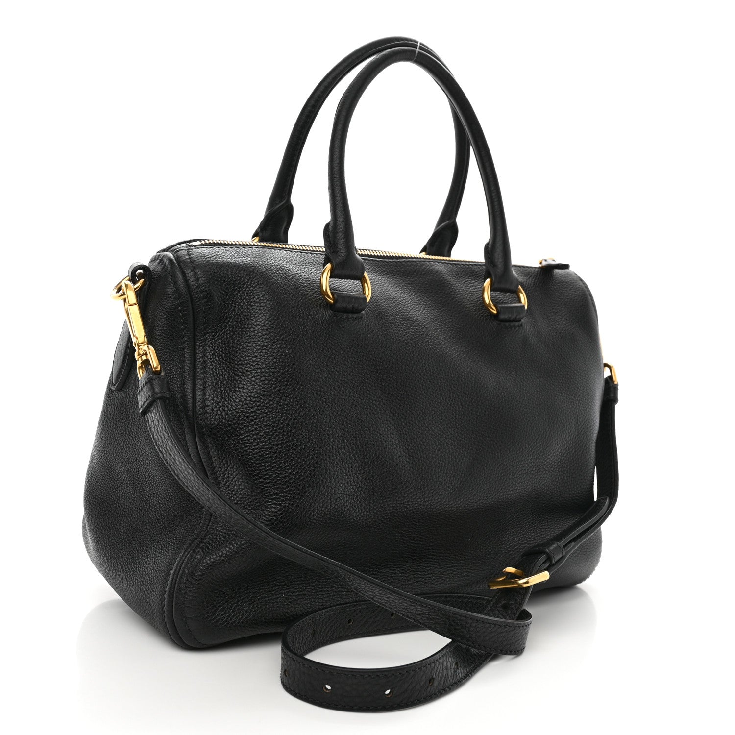 Prada Vitello Phenix Bauletto Black 2 of 10