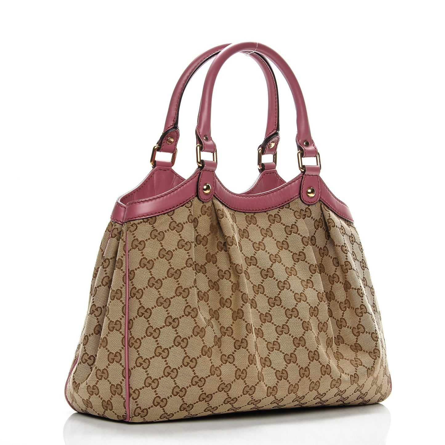Monogram Margaux Calfskin Medium Sukey Tote Beige Ebony Vintage Rose