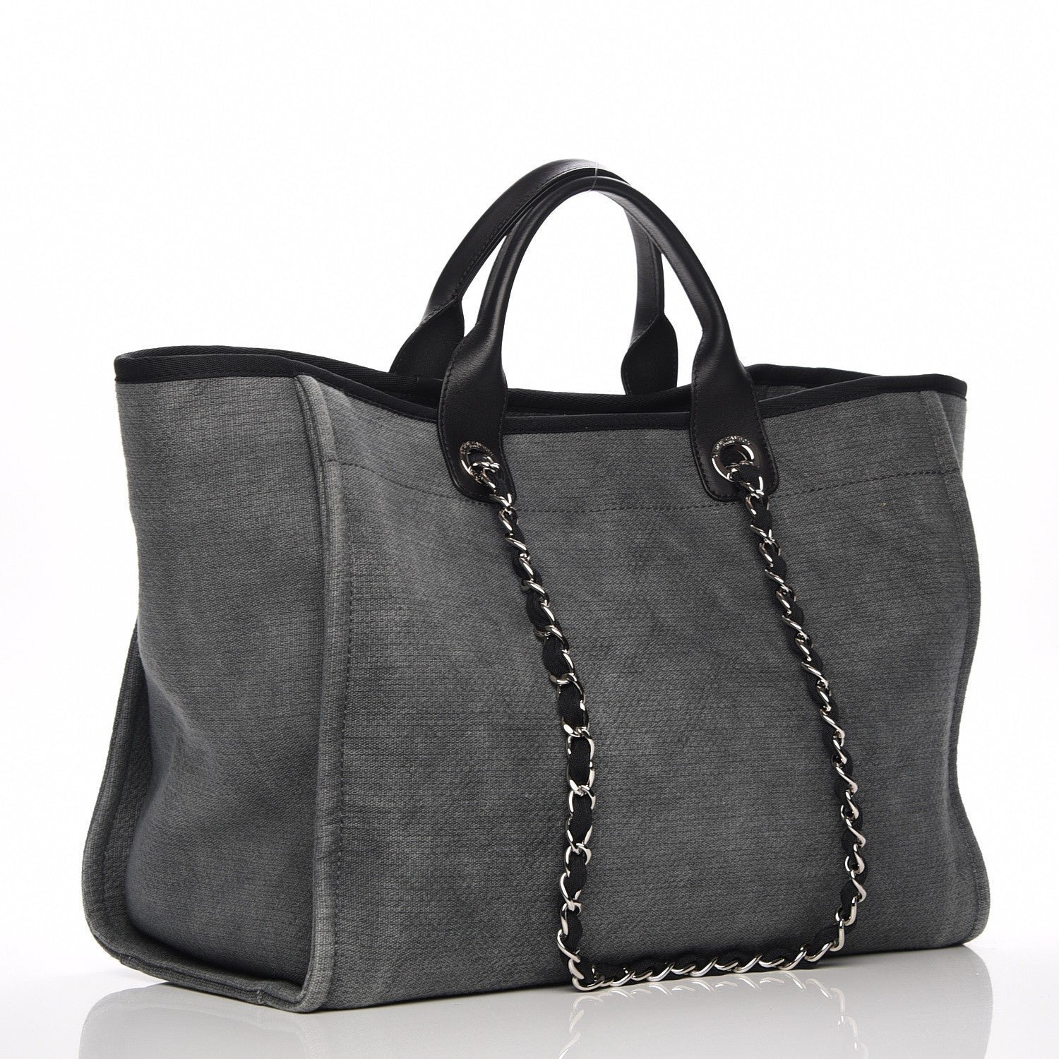 Chanel Canvas Large Deauville Tote Dark Grey 4 of 8