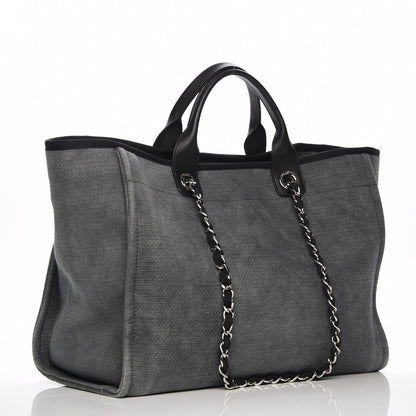 Chanel Canvas Large Deauville Tote Dark Grey 4 of 8