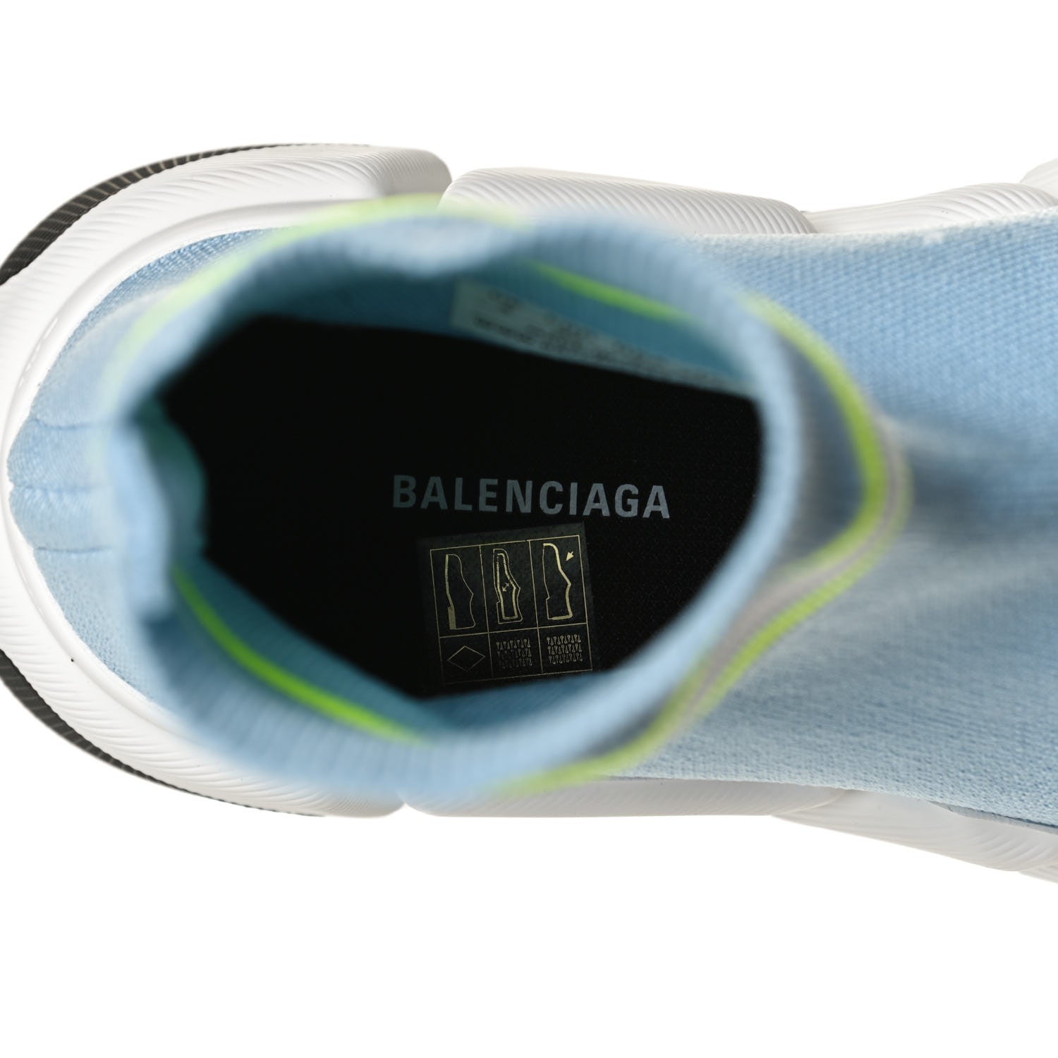 Balenciaga Technical 3D Recycled Knit Striped Womens Speed 2.0 Sneakers 37 Airy Blue Navy Fluorescent Yellow 9 of 10