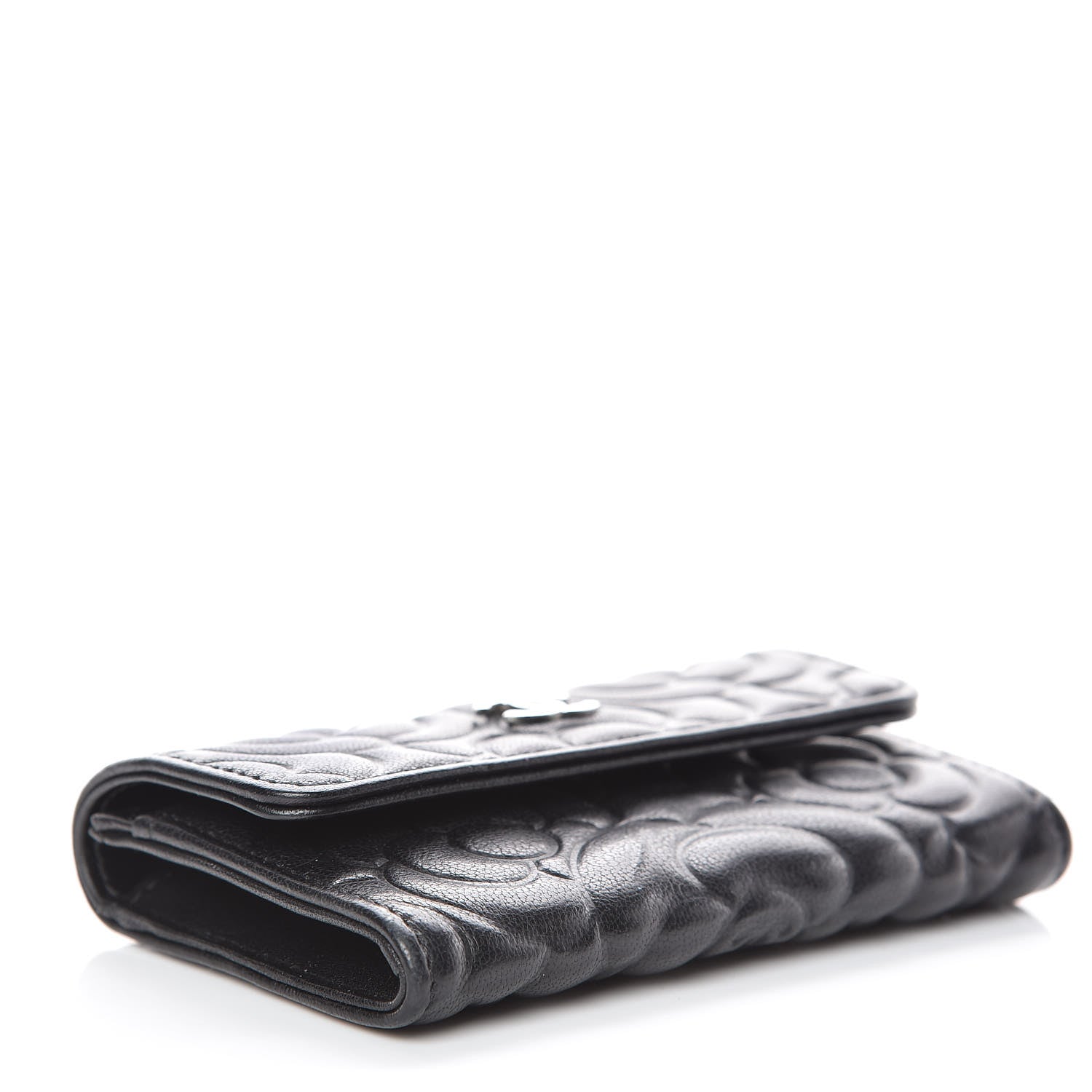 Chanel Goatskin Camellia Embossed Flap Card Holder Black 4 of 9