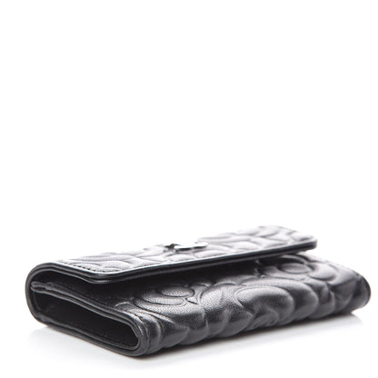 Chanel Goatskin Camellia Embossed Flap Card Holder Black 4 of 9