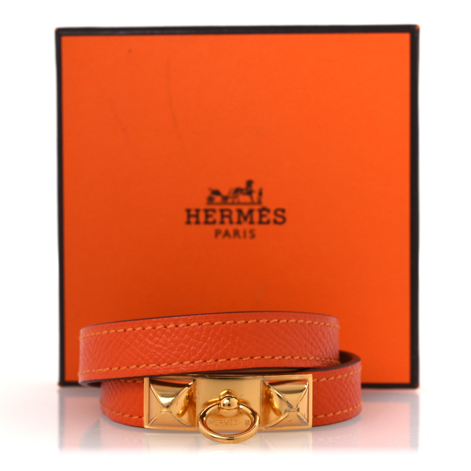 Hermes Epsom Rivale Double Tour Bracelet S Orange 8 of 8