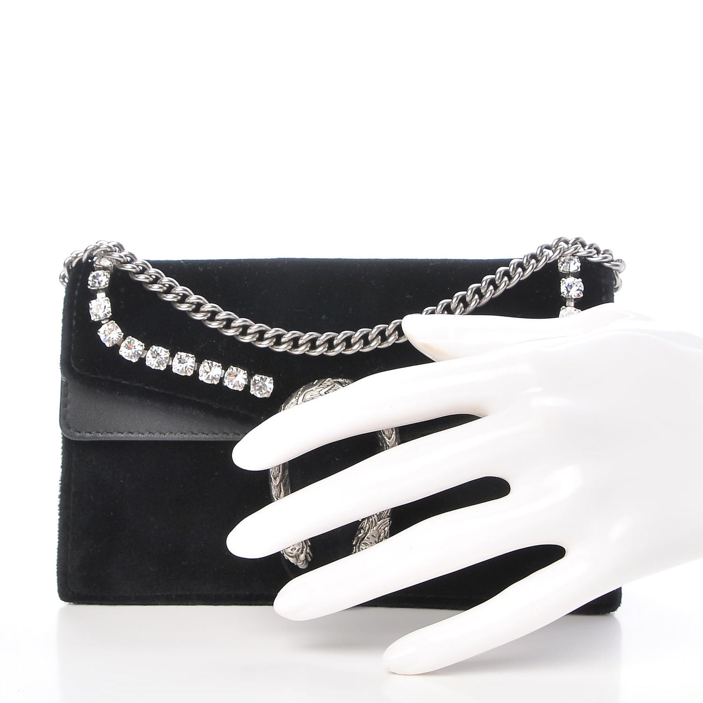 Velvet Crystal Super Mini Dionysus Shoulder Bag Black