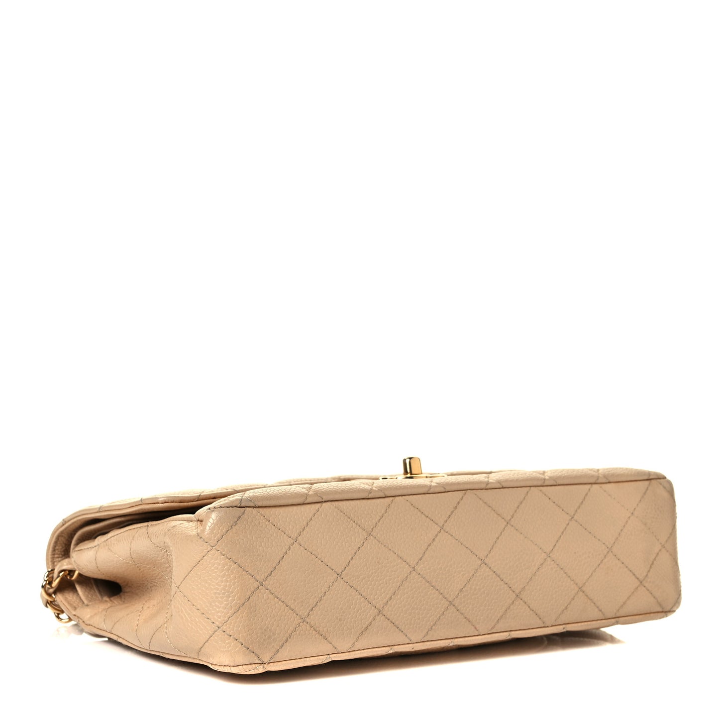 Caviar Quilted Medium Double Flap Beige Clair