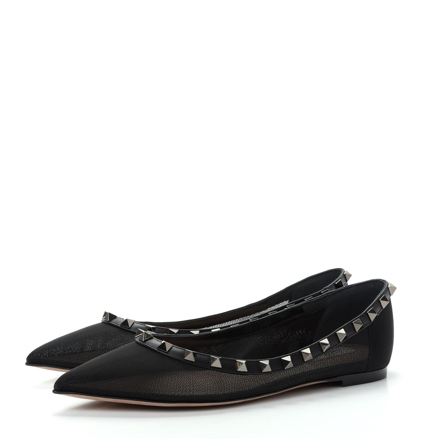 Mesh Rockstud Ballerina Flats 37.5 Black