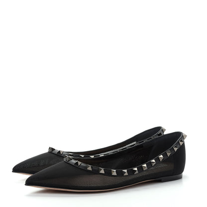 Valentino Garavani Mesh Rockstud Ballerina Flats 37.5 Black 3 of 10