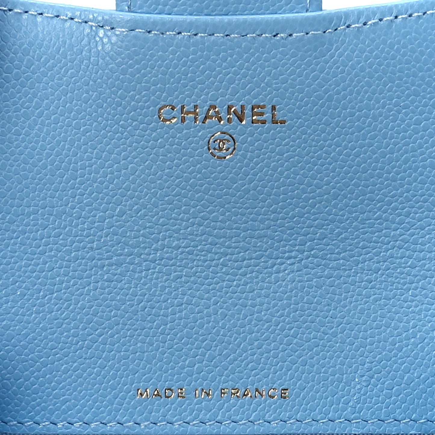 Caviar Quilted Flap Card Holder Wallet Light Blue