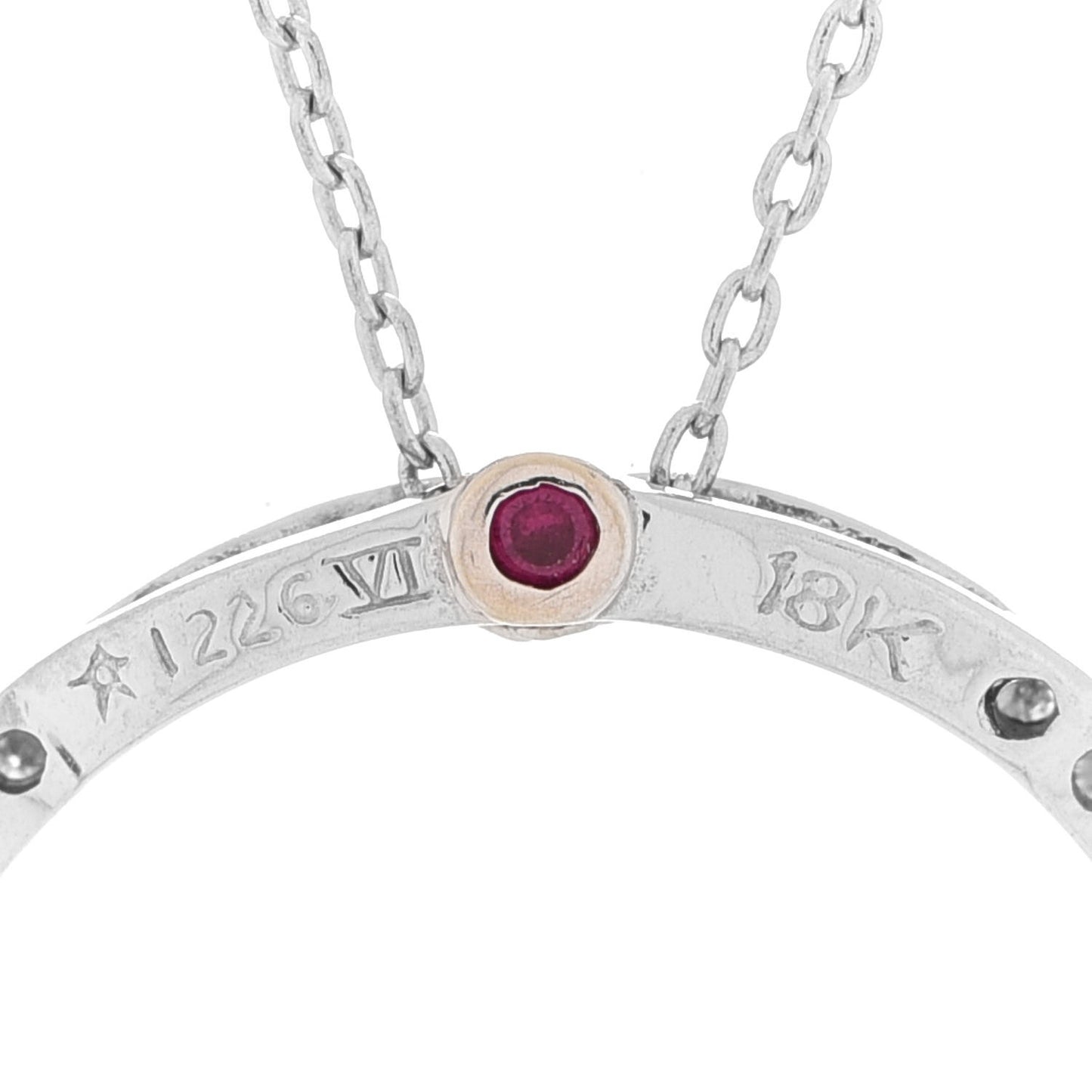 18K White Gold Diamond Medium Tiny Treasures Circle Pendant Necklace