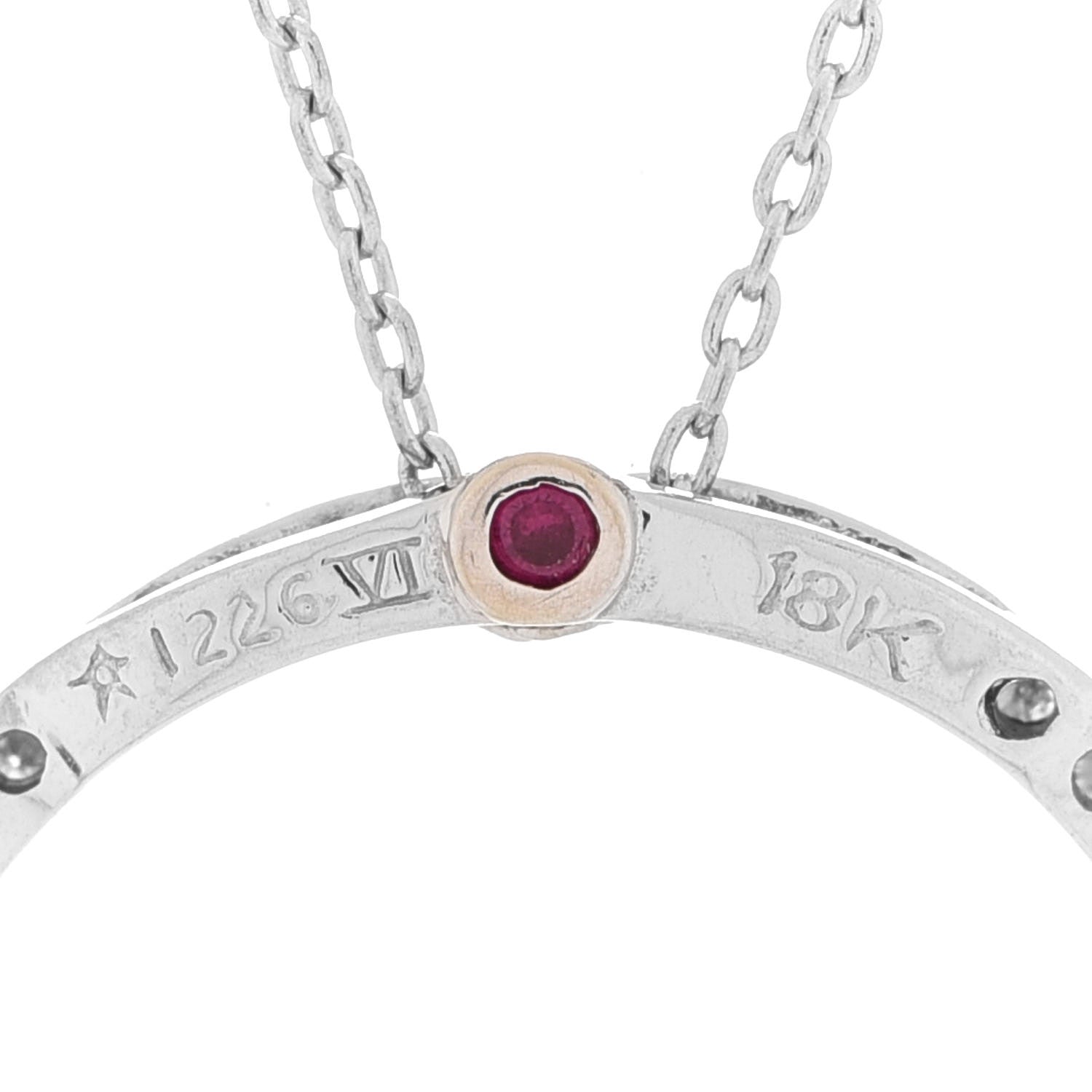 Roberto Coin 18K White Gold Diamond Medium Tiny Treasures Circle Pendant Necklace 4 of 6