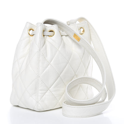 Chanel Calfskin Quilted Drawstring Bag White 3 of 11