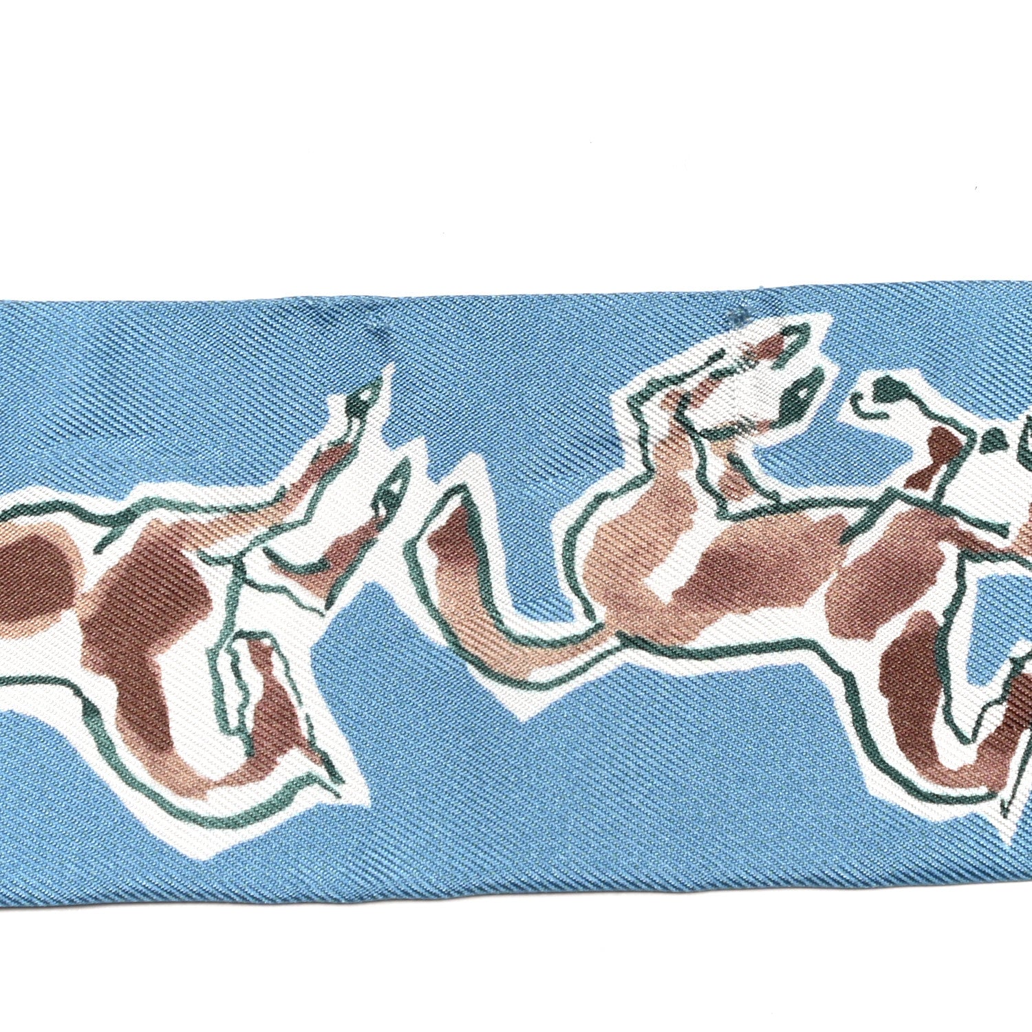 Hermes Silk Chevaux En Liberte Twilly Bleu Glacier Beige 4 of 5