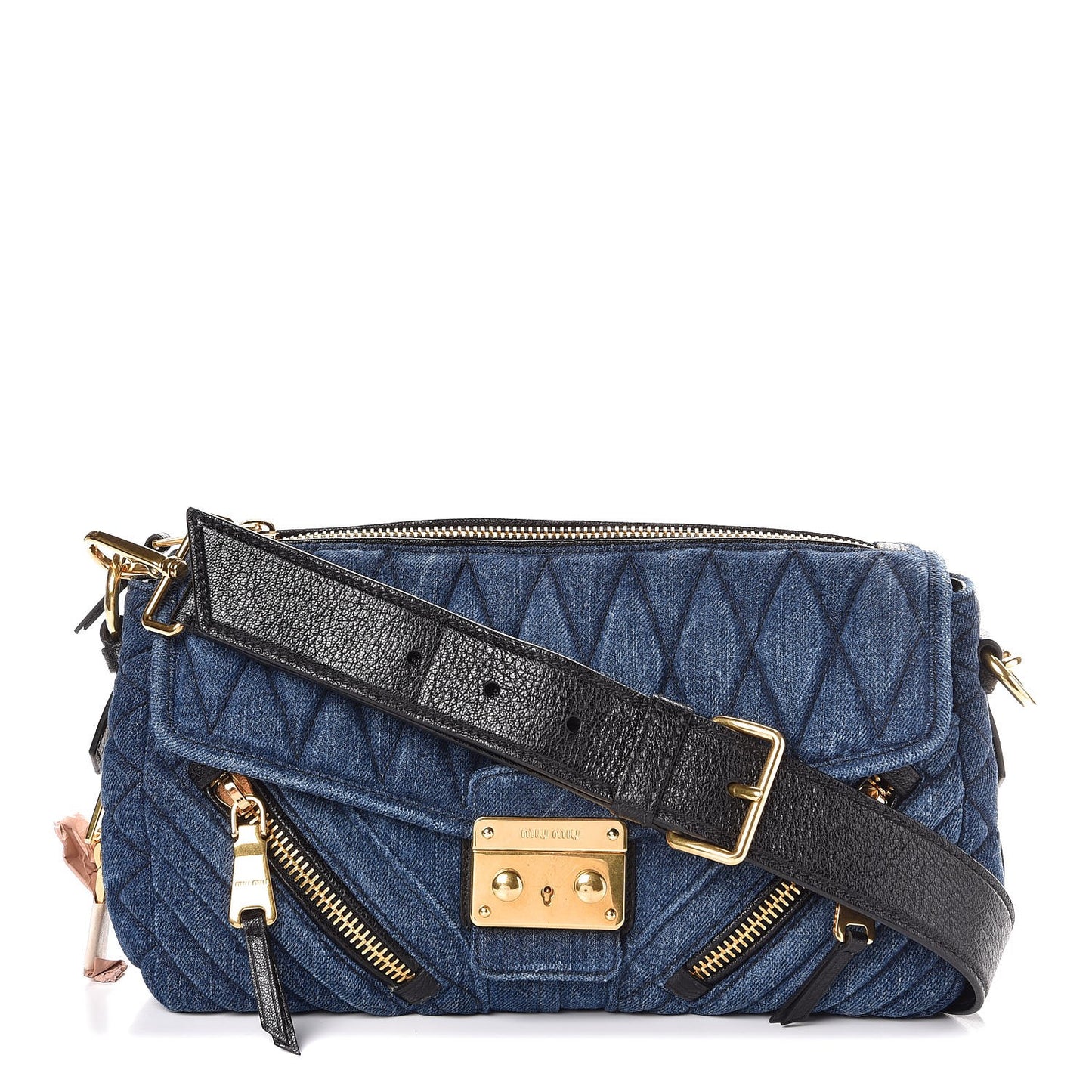 Denim Matelasse Biker Shoulder Bag Avio