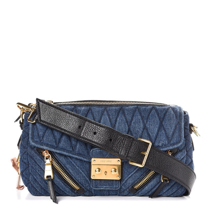 Miu Miu Denim Matelasse Biker Shoulder Bag Avio 1 of 6