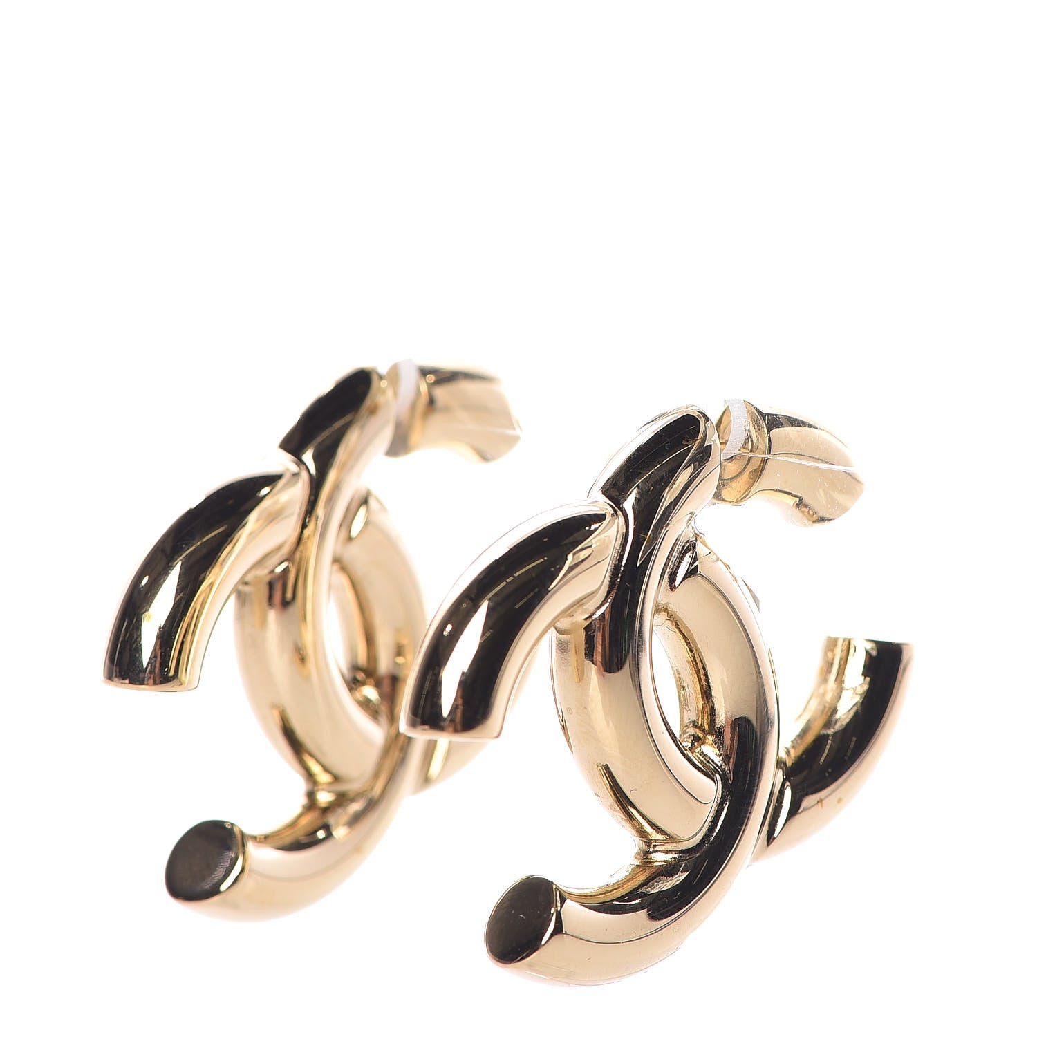 Chanel Metal Large CC Earrings Light Gold 1 of 10