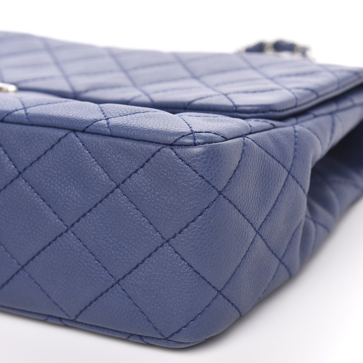 Washed Caviar Jumbo Single Flap Blue