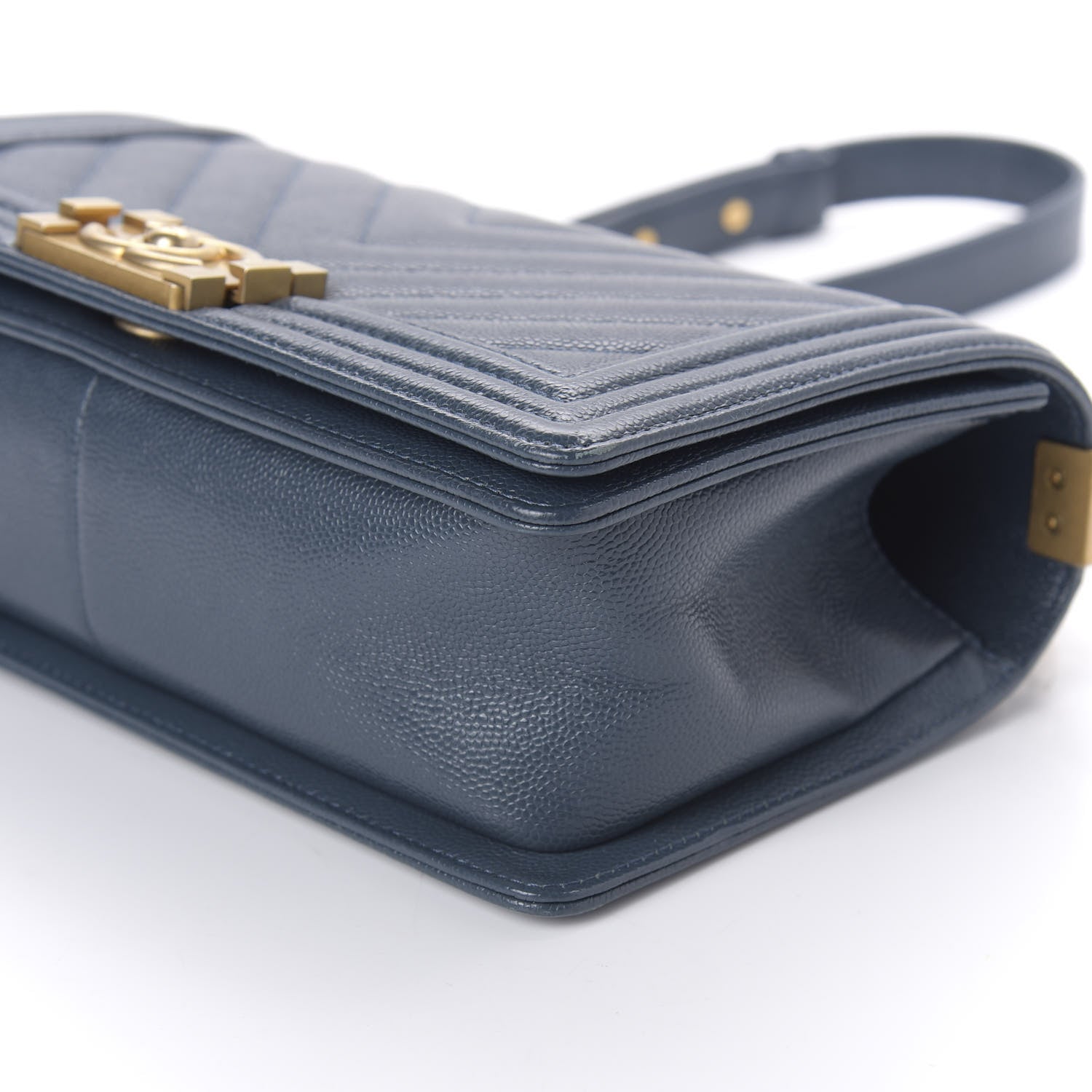 Chanel Caviar Chevron Quilted Medium Boy Flap Blue 7 of 10