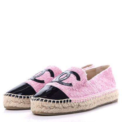 Chanel Tweed Patent CC Espadrilles 37 Pink Black 3 of 11