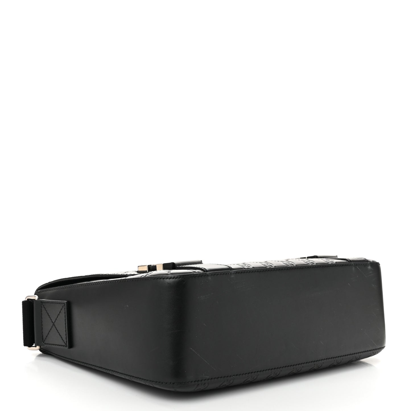 Guccissima Signature Medium Double Buckle Flap Messenger Bag Black