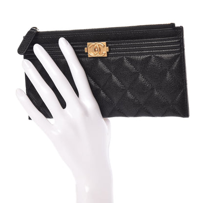 Chanel Caviar Quilted Classic Zip Boy Pouch Black 2 of 10