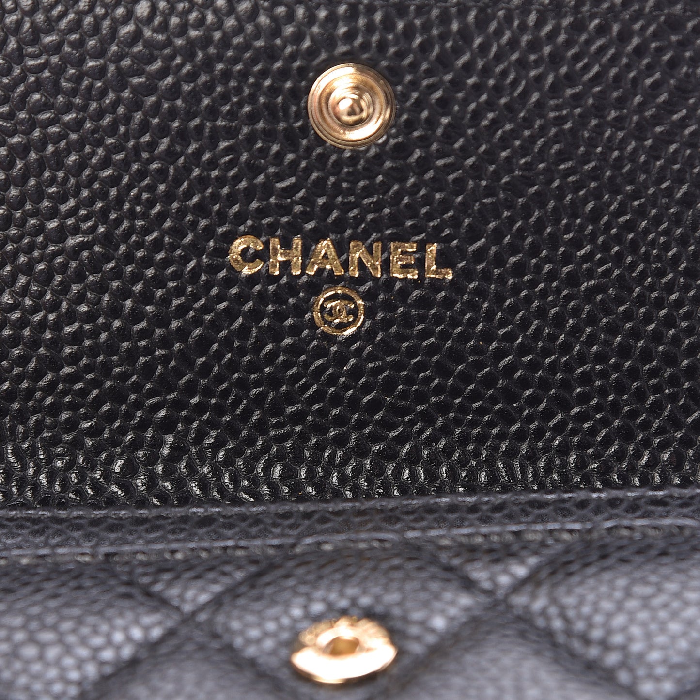 Caviar Quilted Flap Card Holder Black
