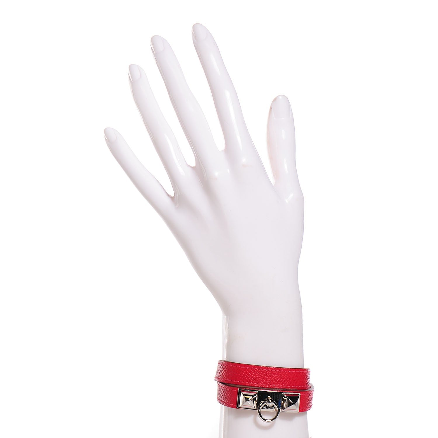 Hermes Epsom Rivale Double Tour Bracelet M Rouge Casaque 2 of 9