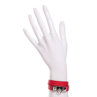 Hermes Epsom Rivale Double Tour Bracelet M Rouge Casaque 2 of 9