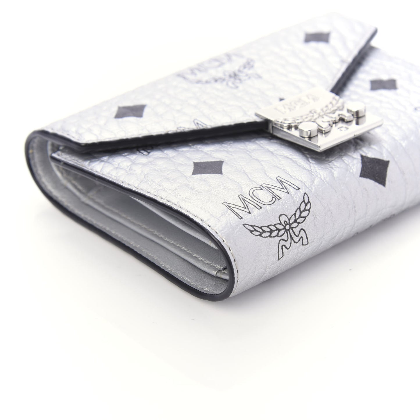 Metallic Visetos Compact Wallet Silver