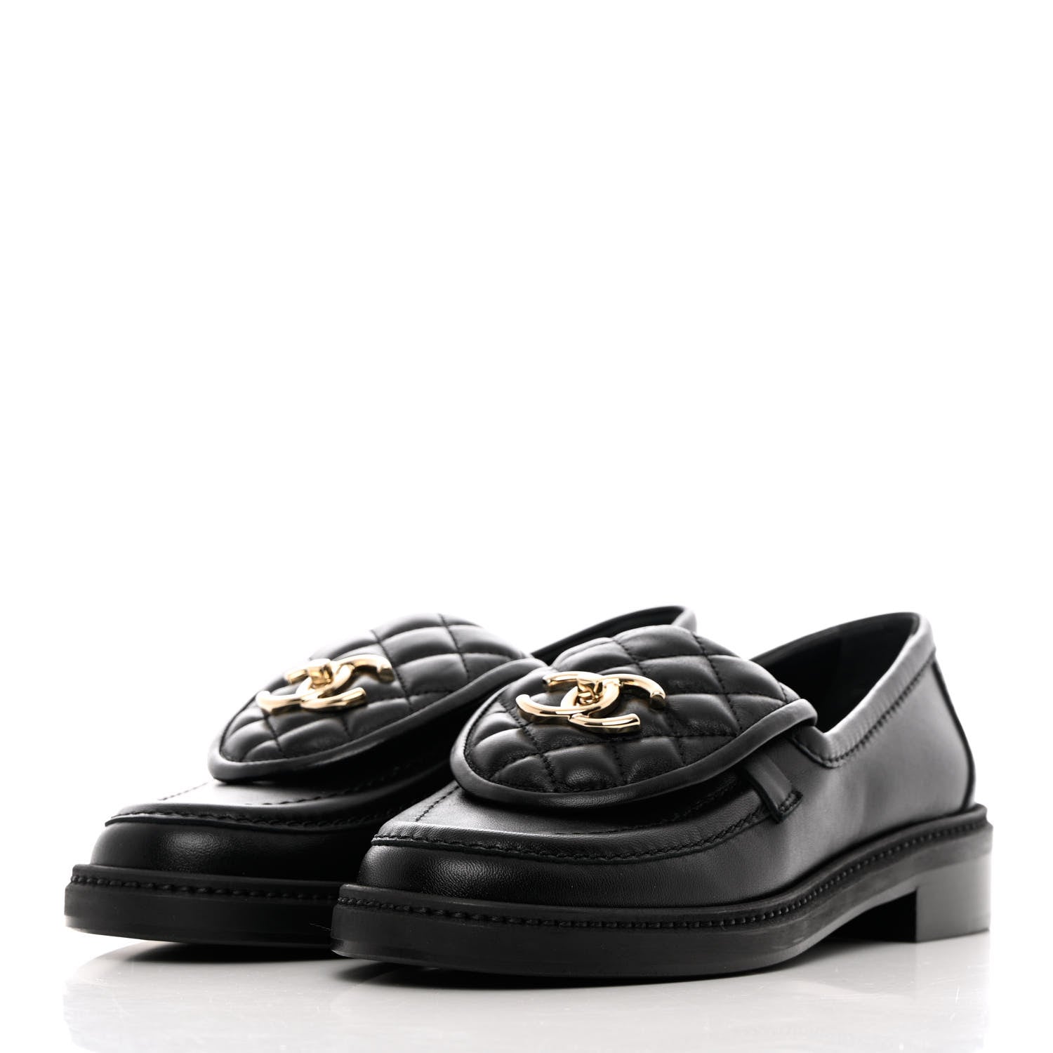 Chanel Lambskin Quilted CC Turnlock Loafers 36 Black 3 of 13