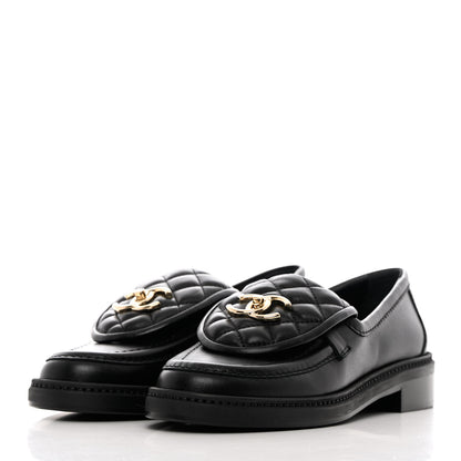 Chanel Lambskin Quilted CC Turnlock Loafers 36 Black 3 of 13
