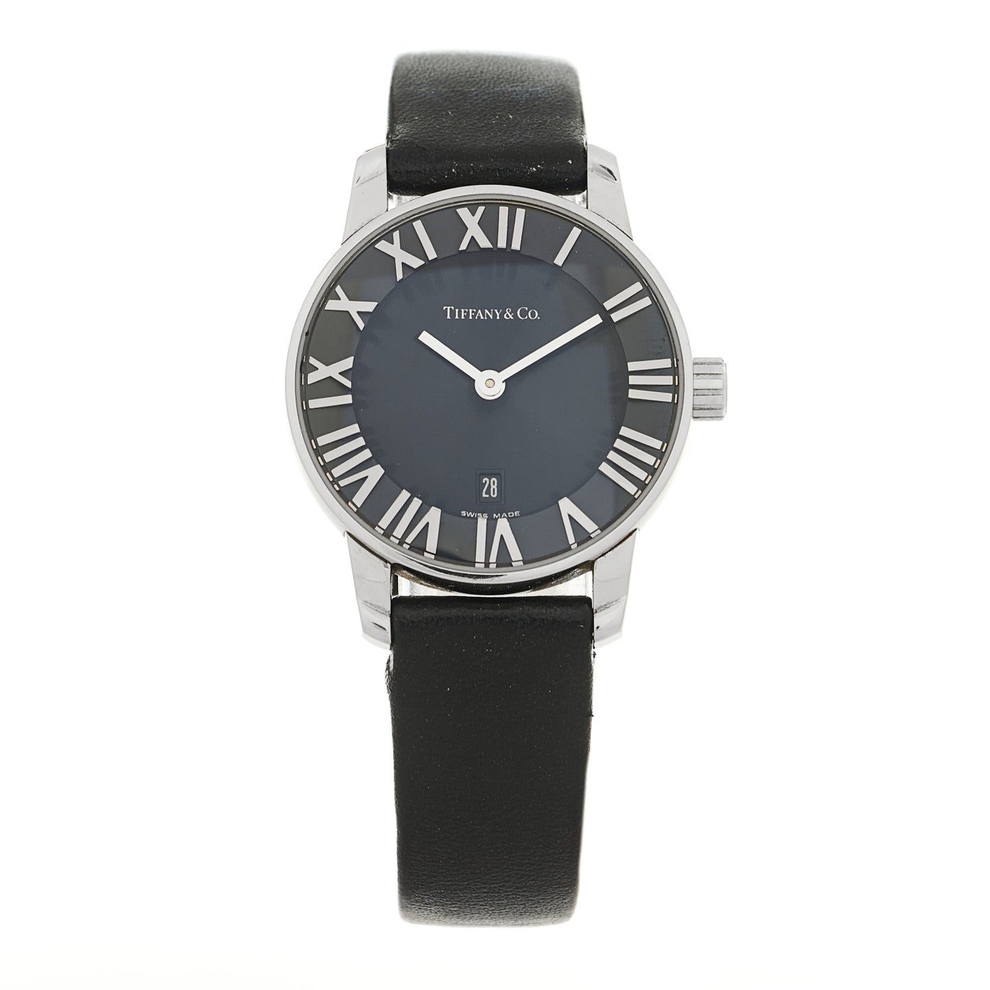 Stainless Steel Calfskin 29mm Atlas 2-Hand Quartz Watch Black