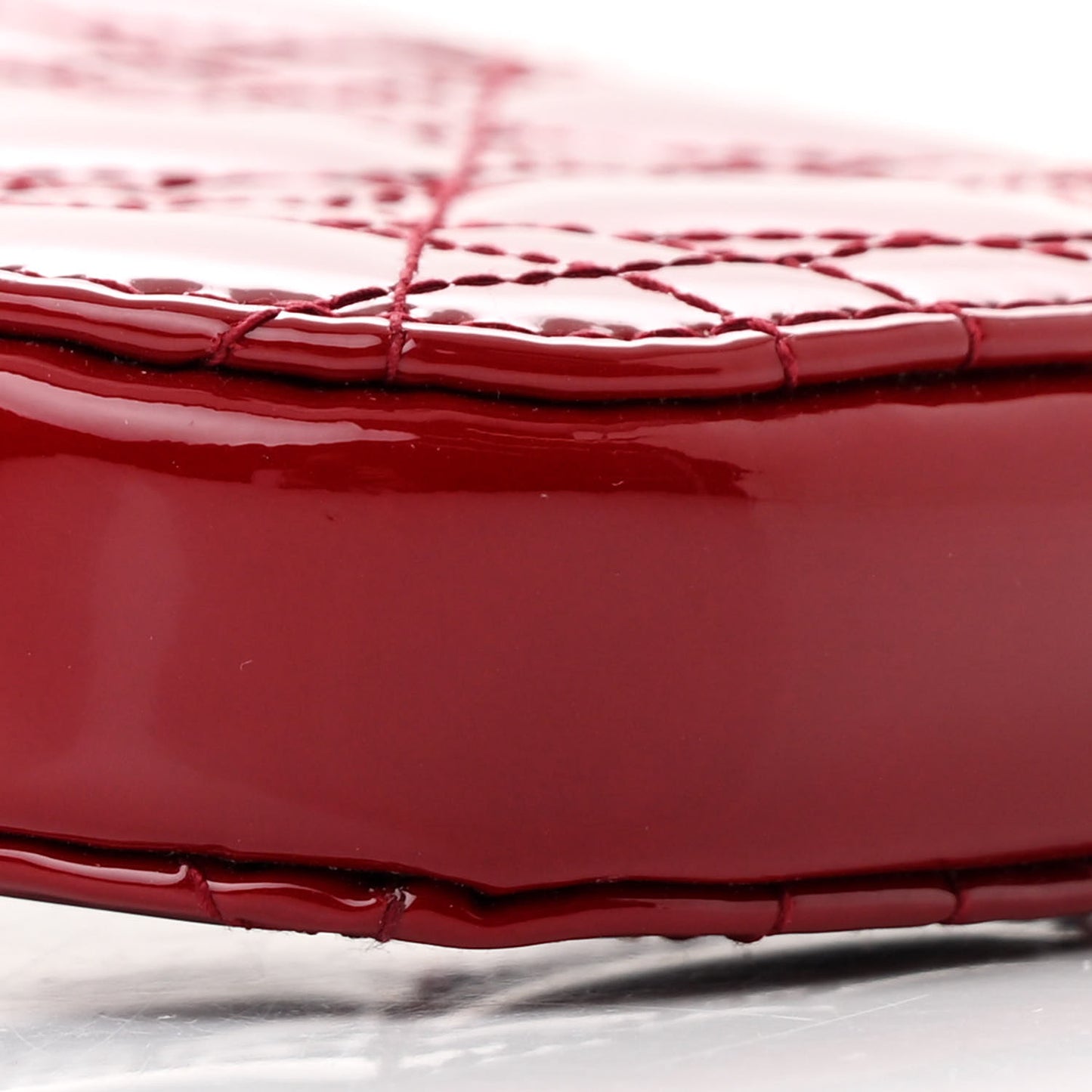 Patent Cannage Lady Dior Phone Holder Red