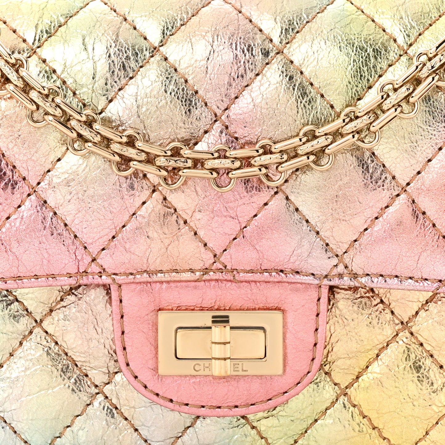 Metallic Goatskin Quilted Mini 2.55 Reissue Flap Multicolor