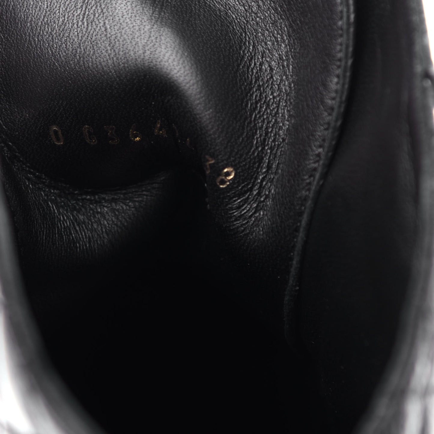 Shiny Goatskin Calfskin Quilted Lace Up Combat Boots 38 Black