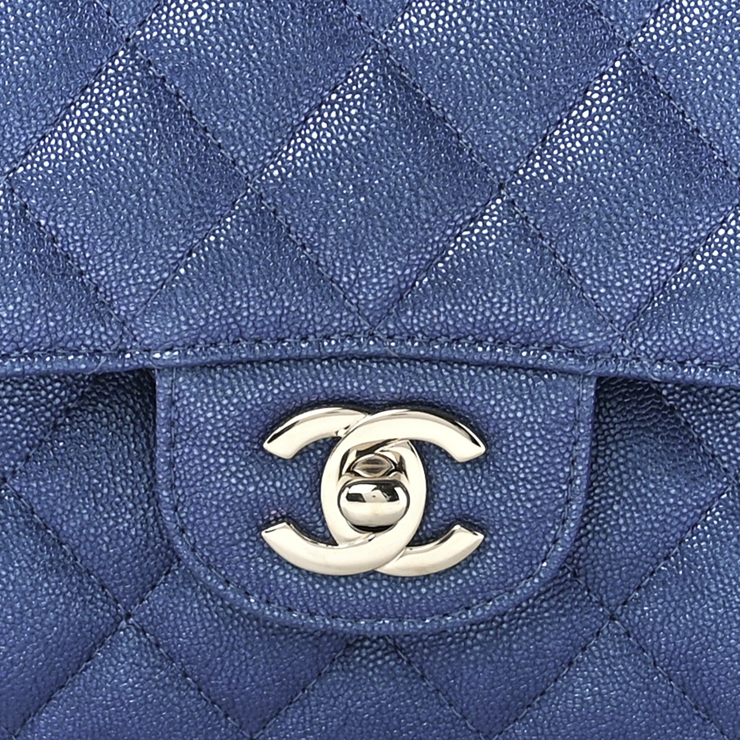 Chanel Iridescent Caviar Quilted Medium Double Flap Dark Blue 8 of 11