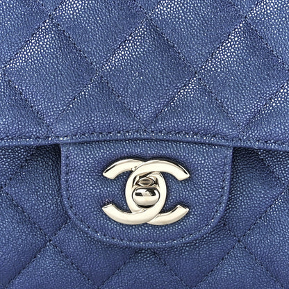 Chanel Iridescent Caviar Quilted Medium Double Flap Dark Blue 8 of 11