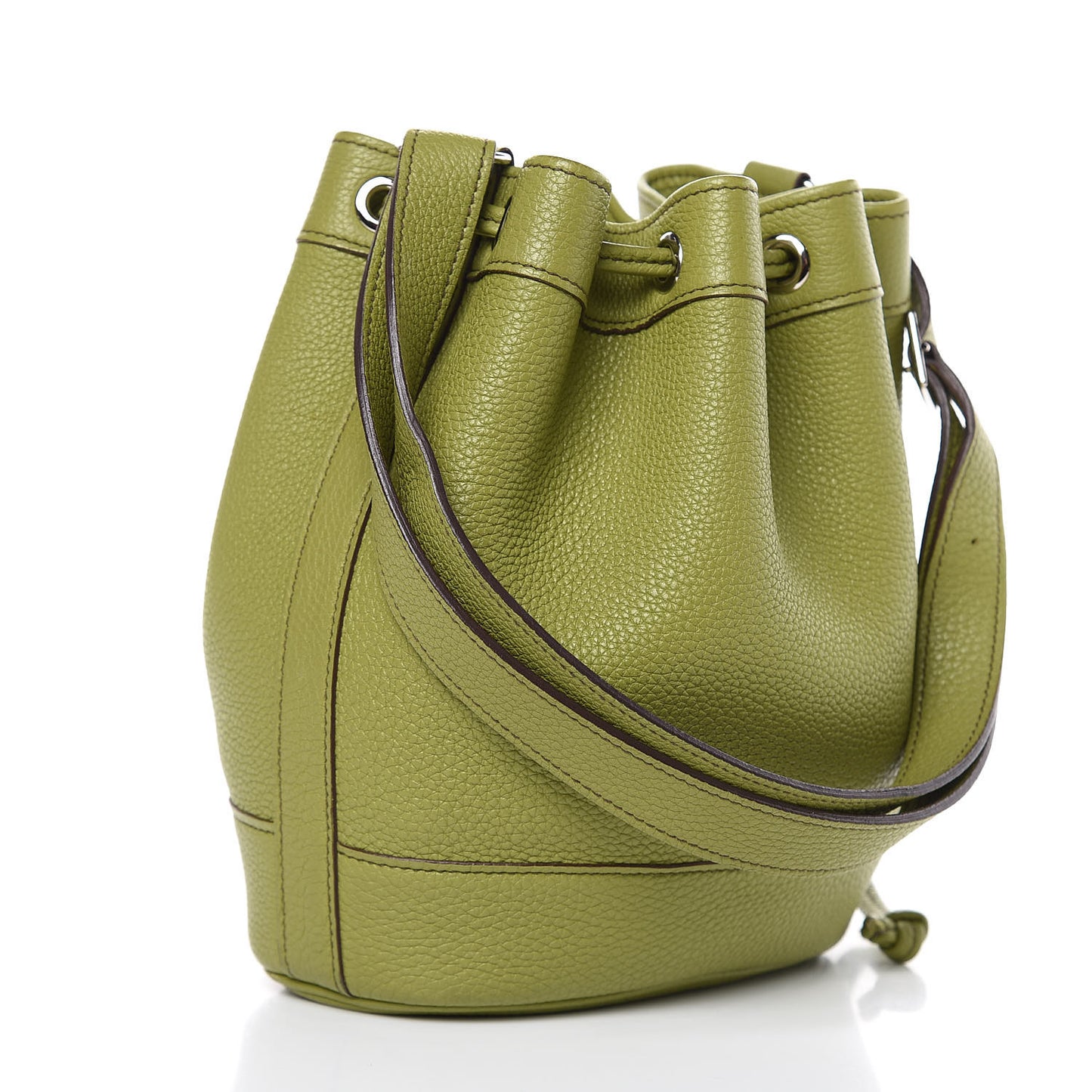 Taurillon Clemence Market Drawstring 18 Vert Anis