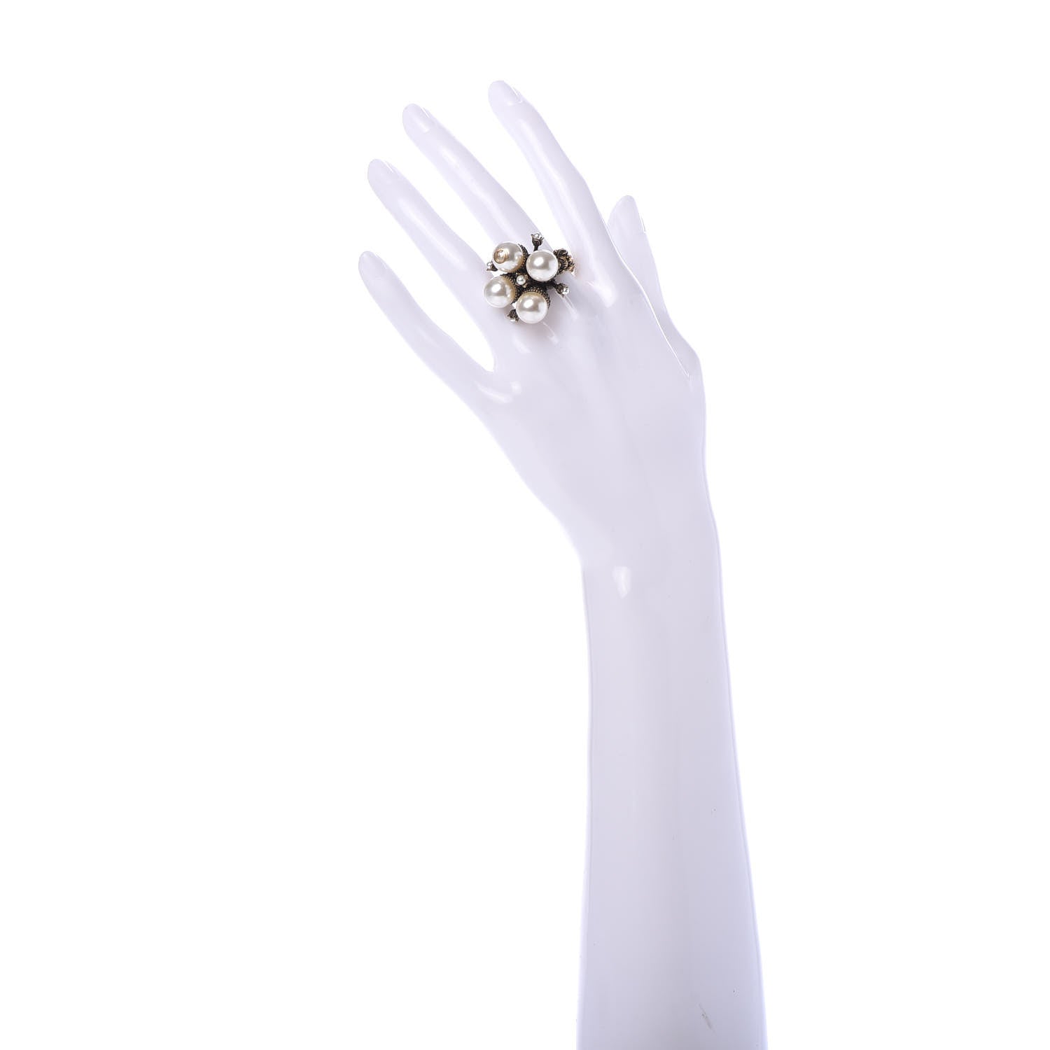 Gucci Metal Pearl Ring 5.25 Aged Gold 2 of 7