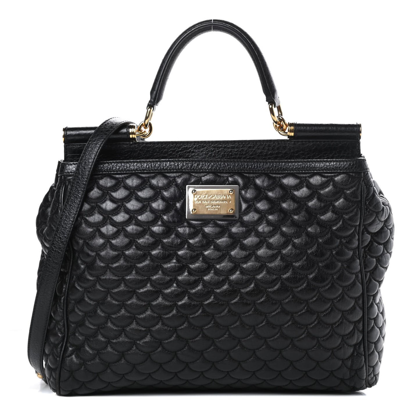 Calfskin Quilted Extra Large Miss Sicily Satchel Black