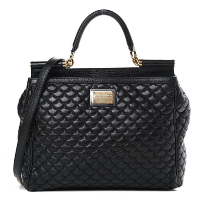 Dolce & Gabbana Calfskin Quilted Extra Large Miss Sicily Satchel Black 1 of 13