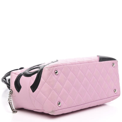 Chanel Calfskin Quilted Large Cambon Bowler Pink Black 4 of 14