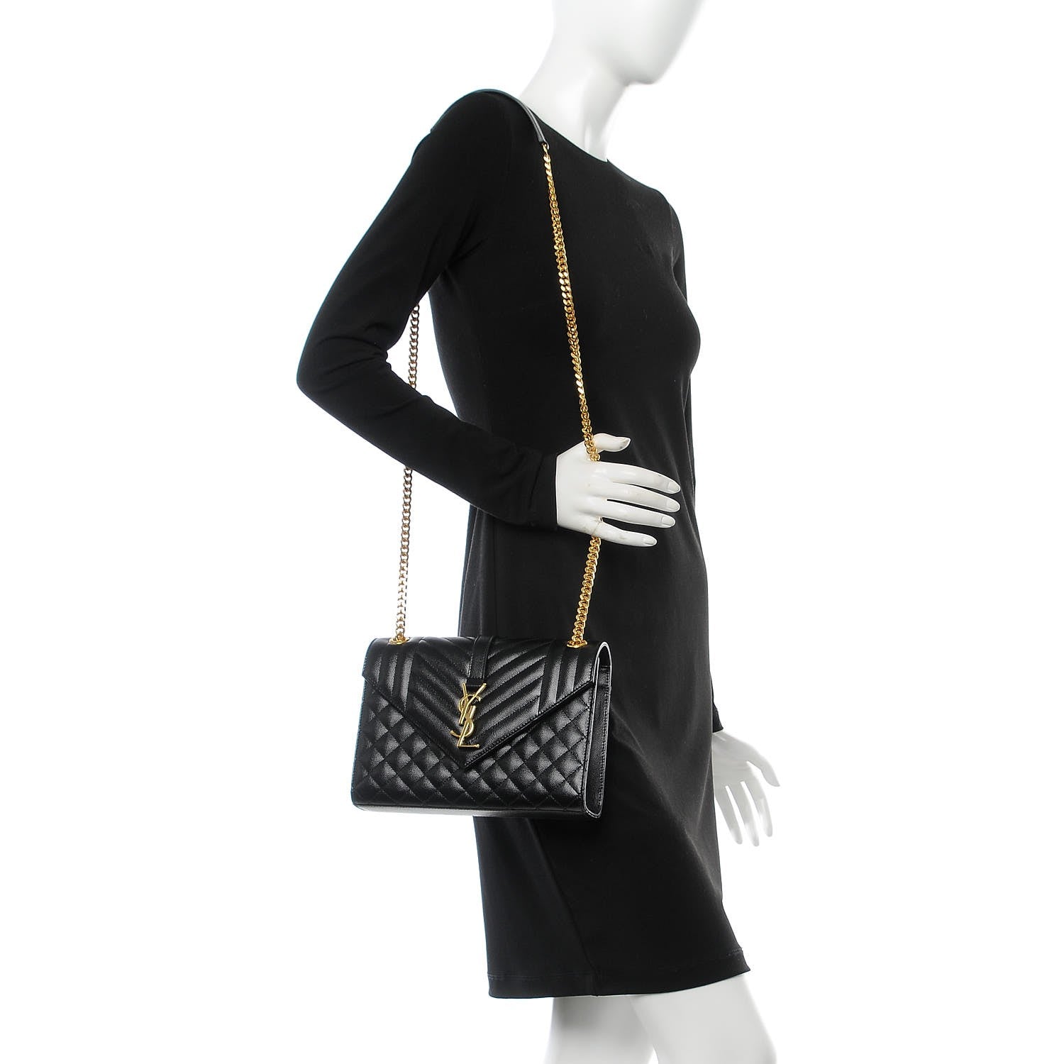 Saint Laurent Grain De Poudre Textured Mixed Matelasse Triquilt Medium Monogram Satchel Black 2 of 8