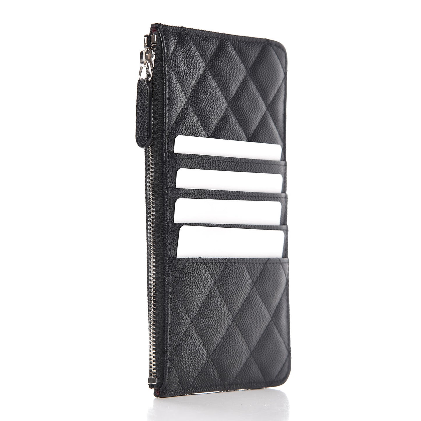 Caviar Quilted Classic Flat Wallet Pouch Black