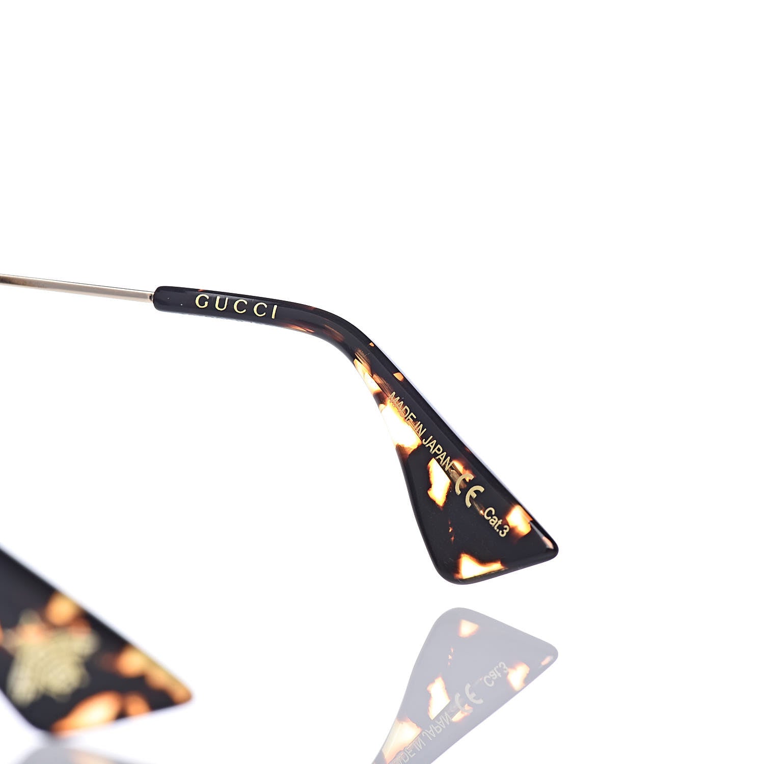 Gucci Glitter Acetate Oversize Square Frame Sunglasses GG0106S Gold 6 of 7