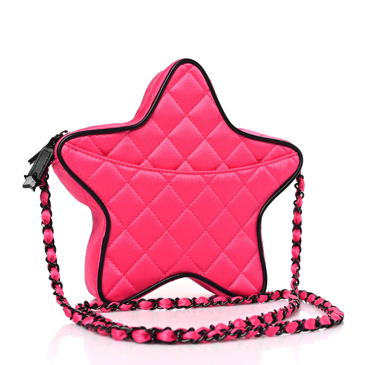 Chanel Satin Quilted Walk Of Fame Star Bag Fuchsia Black 3 of 9