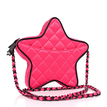 Chanel Satin Quilted Walk Of Fame Star Bag Fuchsia Black 3 of 9