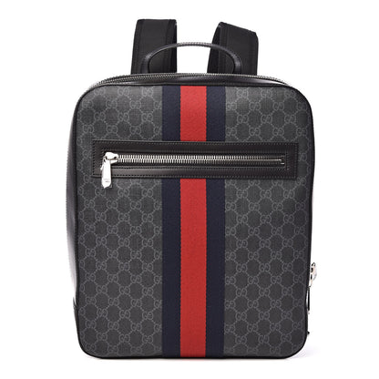Gucci GG Supreme Monogram Web Tote Backpack Black Grey 1 of 12