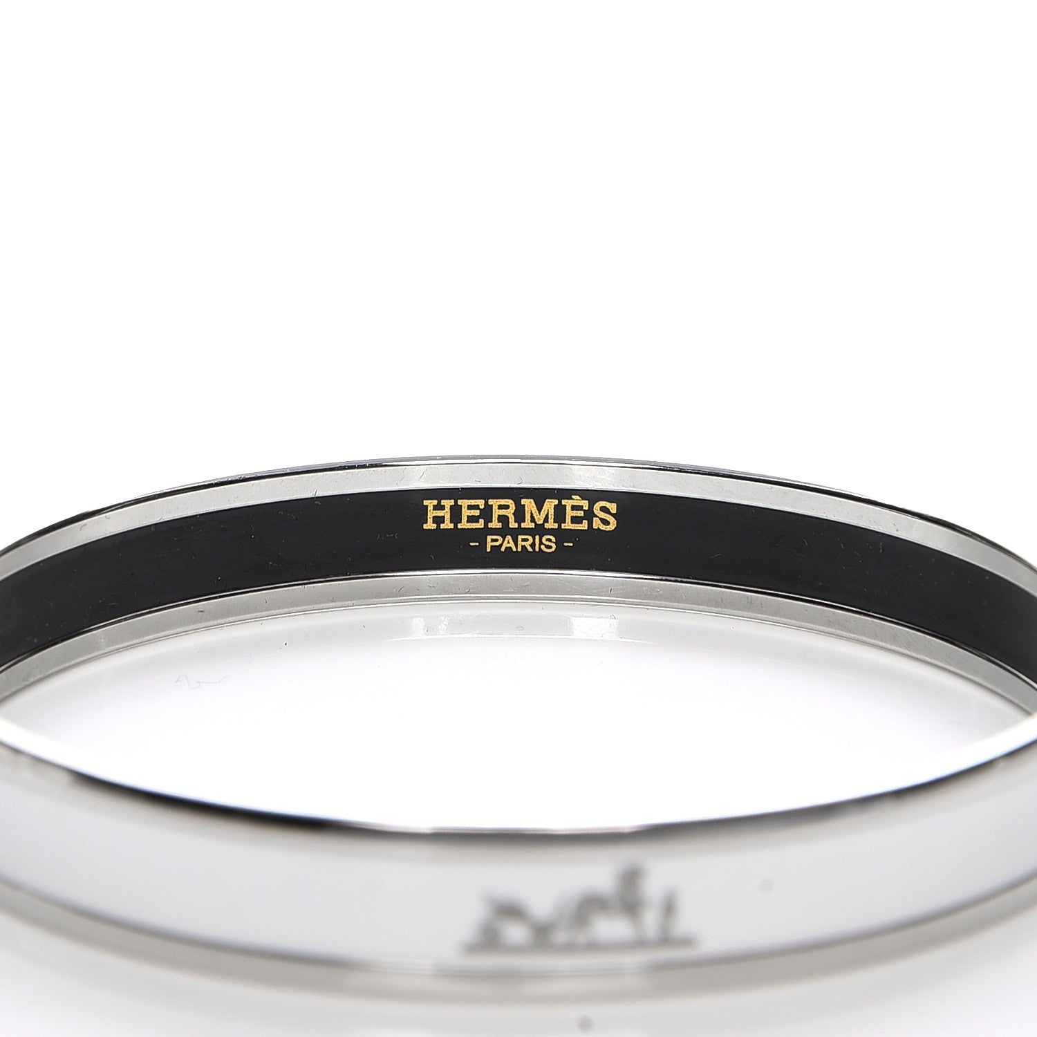 Hermes Enamel Printed Narrow Caleche Bracelet 65 White 4 of 5