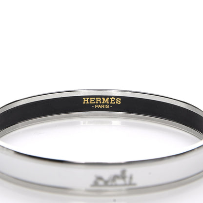 Hermes Enamel Printed Narrow Caleche Bracelet 65 White 4 of 5